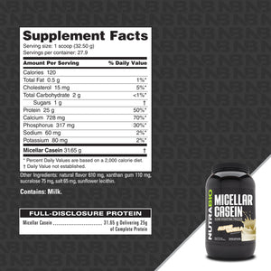 NutraBio Micellar Casein Protein - Bemoxie Supplements