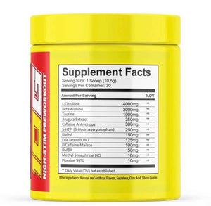 Yellow supplement container with 'Supplement Facts' label on a white background