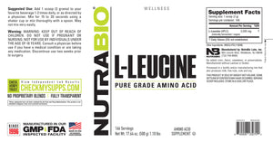NutraBio L-Leucine EXP 10/25 - Bemoxie Supplements
