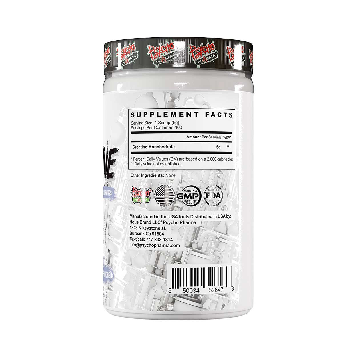 Psycho Pharma Creatine Monohydrate – 5g Pure Creatine for Strength, Size & Power