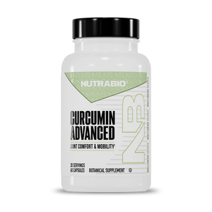 NUTRABIO Curcumin Advanced supplement bottle on a white background