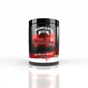 Pre-workout supplement container with 'WARLORD' branding on a white background